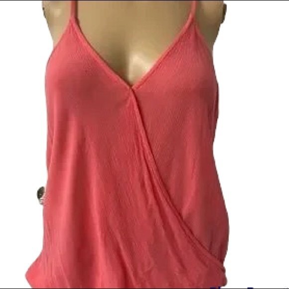 Bershka Tops - Bershka Women's Pink Faux Wrap Camisole Cami Tank Top Crinkle Gauze Size Small
